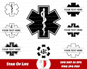 Star Of Life SVG Bundle, Paramedic clipart, EMS symbol png, Emergency Sign DXF, Ems tshirt design, Fire dept ems, Monogram emt sign