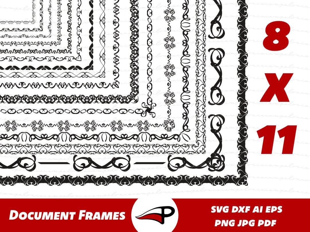 Document Borders PNG, Certificate Frames SVG, Calligraphic Borders