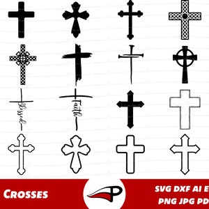 Pakiet Cross SVG, Krzyże religijne PNG, Clipart wielkanocny, Stary krzyż, Pliki do cięcia krzyża celtyckiego dla Cricut i sylwetki, Szablon dxf