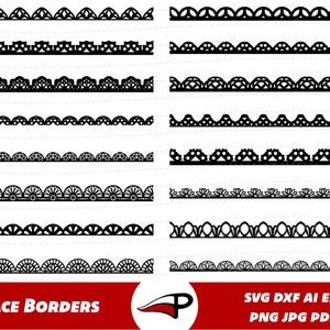 Lace Borders SVG Bundle, nahtlose Laser geschnittene Papierbänder png, dekorative Trenner Clipart, durchbrochene Schnittdateien für Cricut und Silhouette.