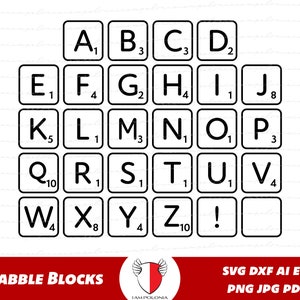 Scrabble Letters SVG Bundle, Scrabble Tiles Clipart, Scrabble Blocks dxf, Typography Cricut file , Silhouette, Letters for banner vector