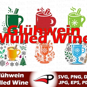 File di taglio SVG Glühwein / Vin brulé tedesco per Cricut e Silhouette / Design della tazza del mercatino di Natale