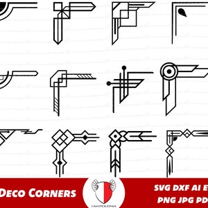 Art Deco Corner Frames SVG, Vintage Retro Corner PNG, Artdeco Border Clipart, Frame Design Elements, Antique Border Black Silhouette Cricut