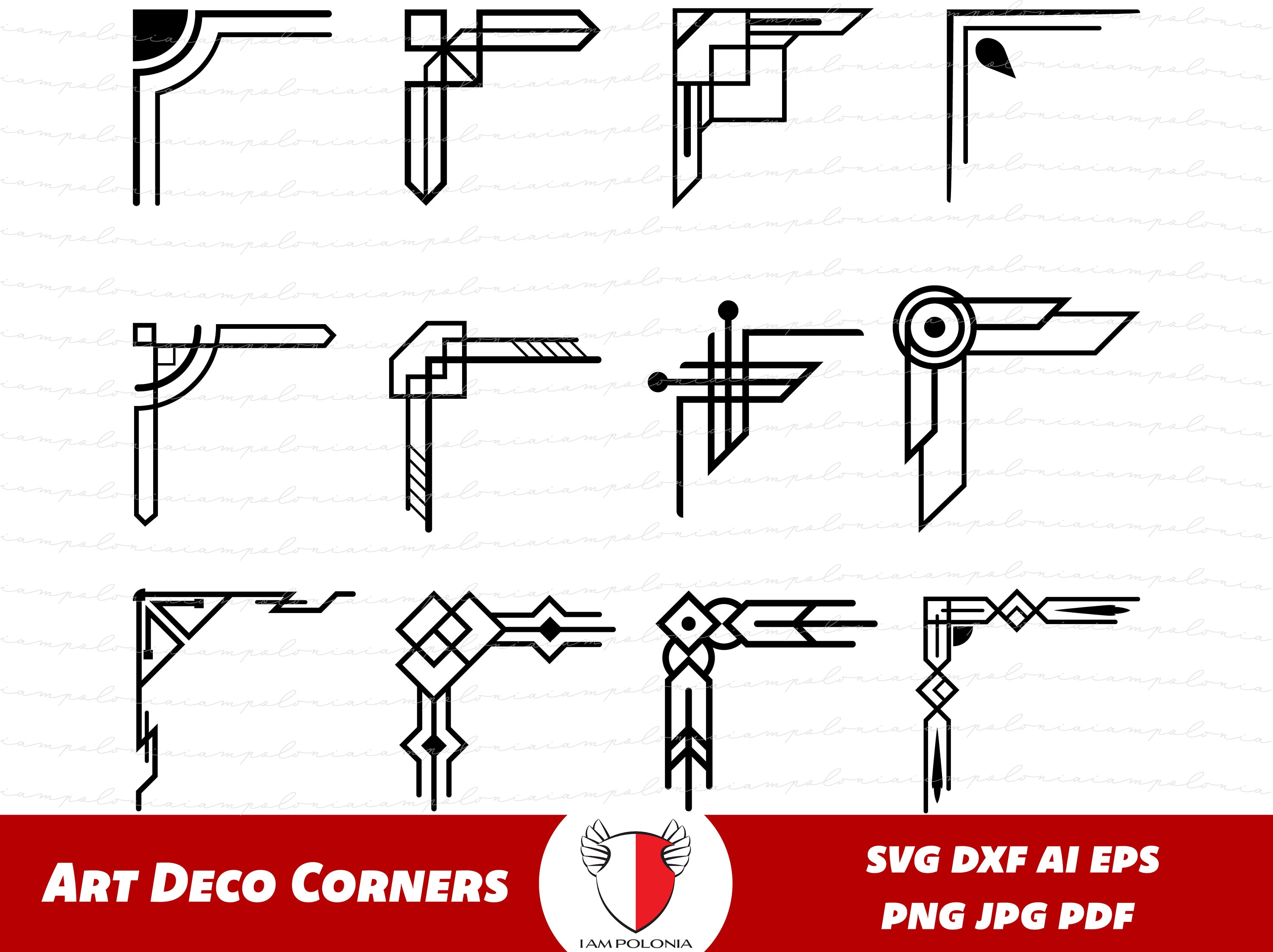 Art Deco Corner Frames SVG, Vintage Retro Corner PNG