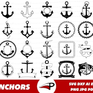 Anker-Svg-Bundle, Nautik Png Pack, Boot Anker Clipart Set, Schiff Anker Laser geschnittene Dateien für Glowforge und Cricut
