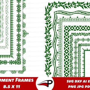 Borda de Certificado PNGs | Molduras Elegantes para Diploma e Documentos | Tamanho Carta 11x8,5 | Designs Imprimíveis e Editáveis
