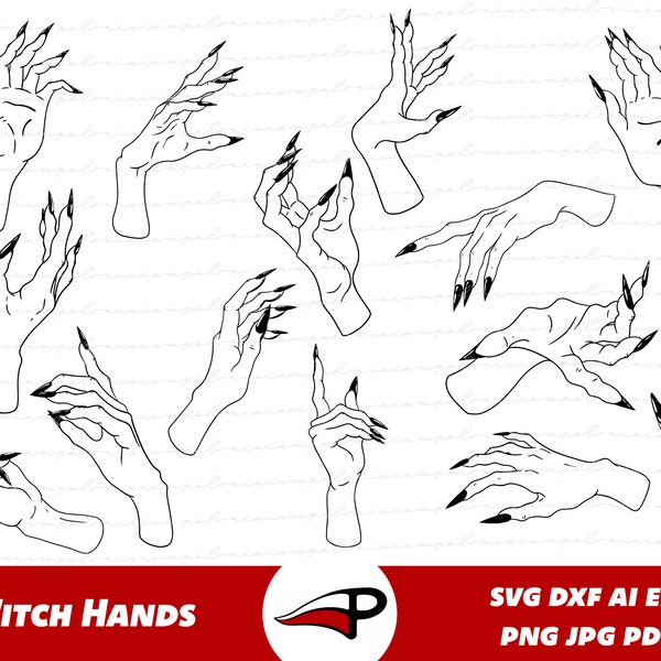 Witch hands SVG, Halloween SVG Bundle, Sorceress enchantment png, Witch Decor Clipart, Witch cut files for Cricut and Glowforge