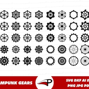 Pakiet Steampunk SVG, Pakiet kół zębatych PNG, Pliki wycinane laserowo z zębatym kołem, Steampunk Gears dla Cricut i Glowforge