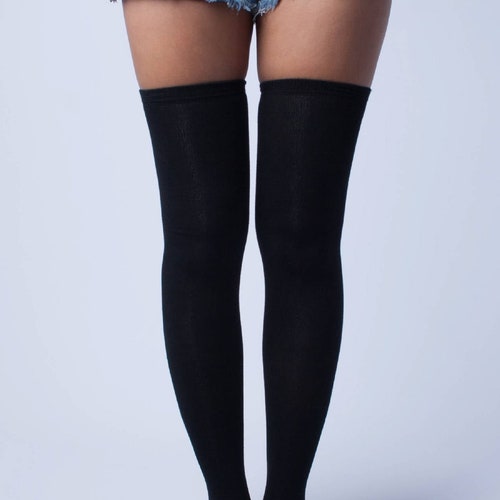 Black Knee High Women Boot Socks Women Knee Socks Knee High Etsy