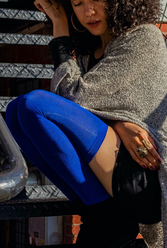 blue thigh high socks