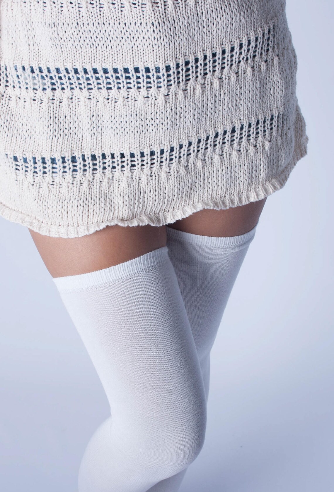 White Thigh High Socks Etsy UK