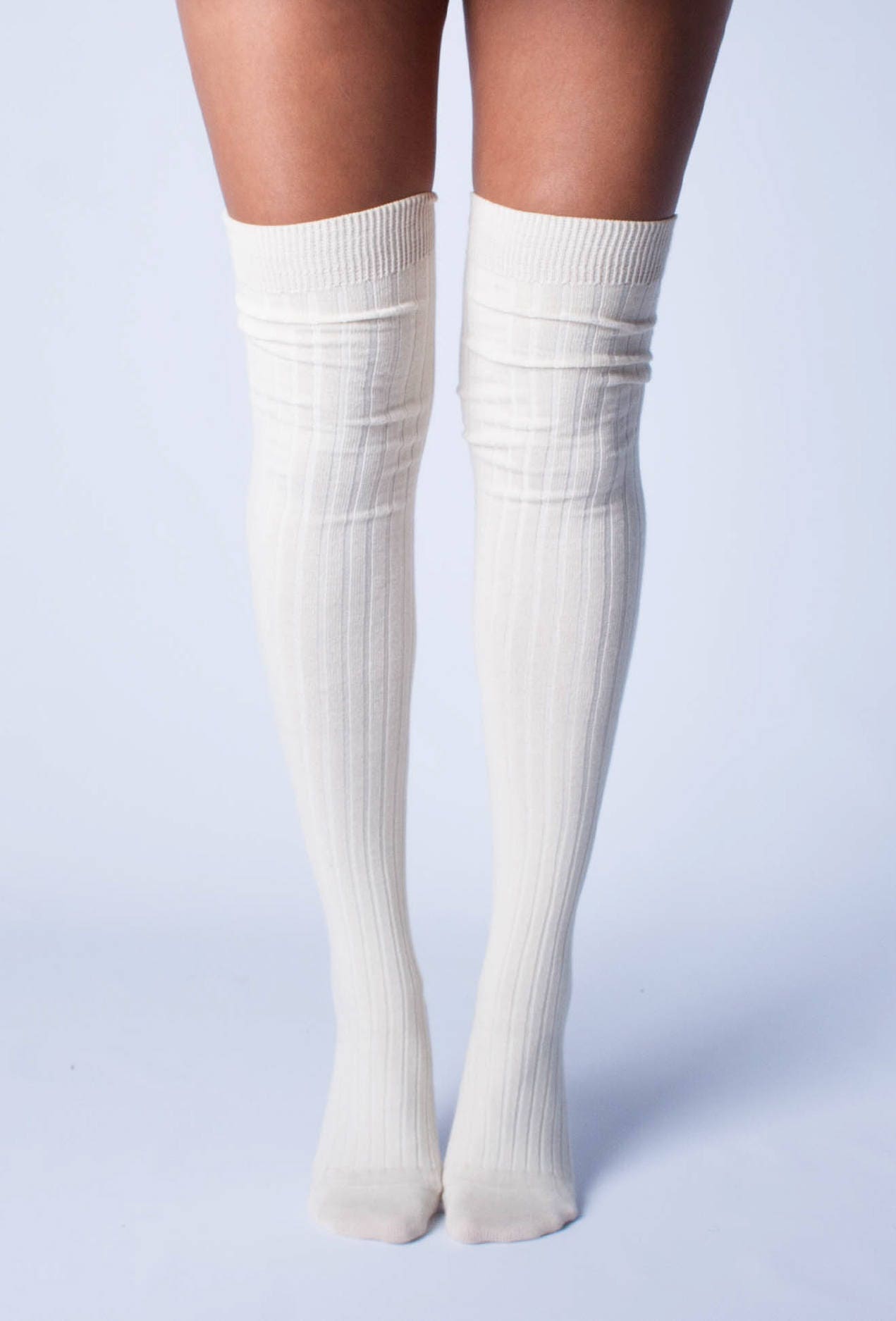 Ribbed Thigh High Socks