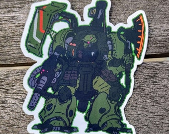 Custom Green Zaku Mobile Suit - Glossy Vinyl Sticker | 2.5in |