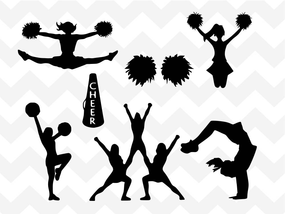 Cheerleader Silhouettes Cheer Silhouette SVG Cheer SVG | Etsy