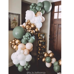 Mountain Ash Balloon Garland Kit / Eucalyptus Balloon Arch, Sage Blush Gold Baby Shower, Bridal Shower Decor, Eucalyptus Wedding, Boho Party image 1