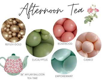 Afternoon Tea Biodegradable Balloons / Tea Party Balloon Garland, Afternoon Tea Bridal Shower, A Baby Is Brewing Baby Shower, Tea For Two