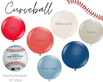 Curveball Biodegradable Latex Balloons / Little Rookie First Birthday, Baseball Baby Shower, Baseball Party Decor, Rookie Of The Year Theme