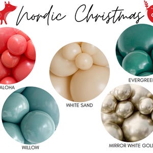 Nordic Christmas Biodegradable Balloons / Boho Christmas Balloon Garland, Classic Christmas, Vintage Holiday Party, Red and Green Balloons