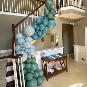 Aquaverde Balloon Garland Kit / DIY Balloon Arch, Sage Green, Slate Blue, Dusty Blue Balloon, Boy Baby Shower, Boy First Birthday, Boho Blue