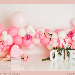 Blushing Elegance Balloon Arch Kit / Pink Floral Bridal Shower, Girl Baby Shower, Girl 1st Birthday, White Pastel Pink Balloon Backdrop