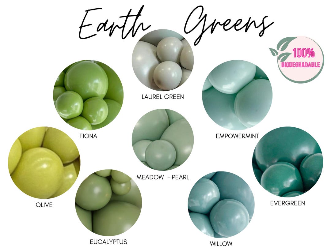 Green Biodegradable Balloons / Dusty Sage Balloon Garland, Eucalyptus ...
