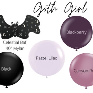 Goth Girl Biodegradable Balloons / Halloween Girl Birthday, Halloween Birthday Party, Black Purple Balloon Arch, Bats Party Theme, Bat Mylar