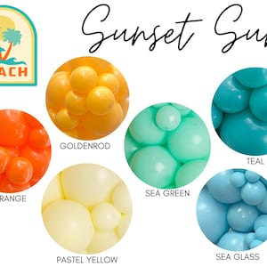 Sunset Surf Biodegradable Balloons / Surf Balloon Garland, The Big One Birthday, Surf Party, Baby On Board Shower, Here Comes The Sunshine
