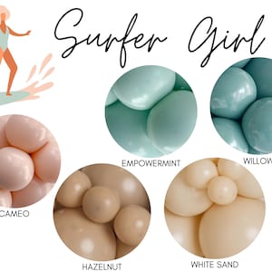 Surfer Girl Biodegradable Latex Balloons / Surf Birthday Party, Tropical Baby Shower Girl, Beach Girl Party, Pink Surfing Theme