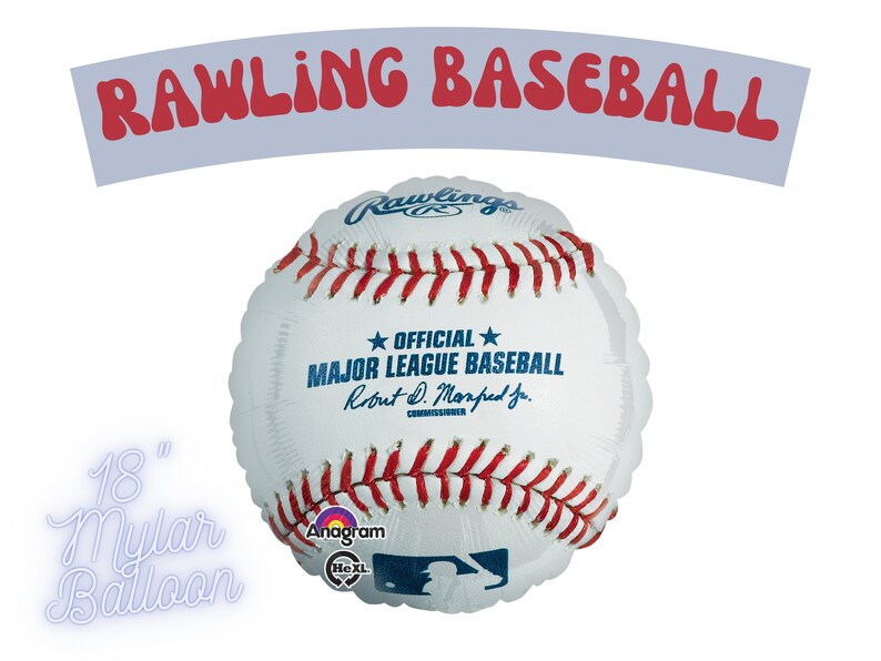 Rawling Baseball Mylar Balloon 18 Baseball Foil Balloon Vintage Baseball Party Decorations Baseball Baby Shower Rookie Of The