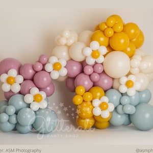 Daisy Wildflower Balloon Arch Kit | Girl Birthday Garland, Boho Floral Baby Shower, Pastel Spring Party Decor image 1