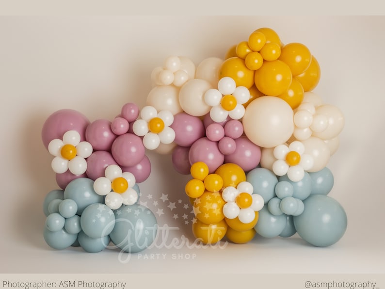 Daisy Wildflower Balloon Arch Kit | Girl Birthday Garland, Boho Floral Baby Shower, Pastel Spring Party Decor image 1