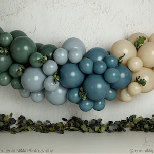 Misty Meadow Balloon Garland Kit / Dusty Blue Balloon Arch, First Birthday Boy, Sage Blue Slate Balloons, Boho Boy Baby Shower, Blues Greens