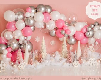 Pink Frost DIY Balloon Garland Kit / Winter ONEderland Birthday, Pink Snowflake Baby Shower, Winter Baby Shower, Winter First Birthday