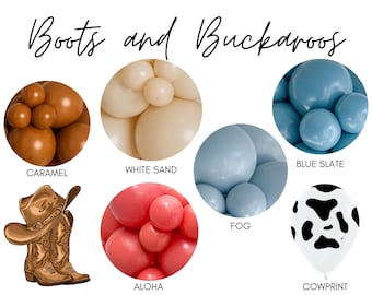 Boots + Buckaroos Biodegradable Balloons / Cowboy Birthday, Wild West Birthday, First Rodeo Theme, Cowboy Party Decor, Western Balloon Arch