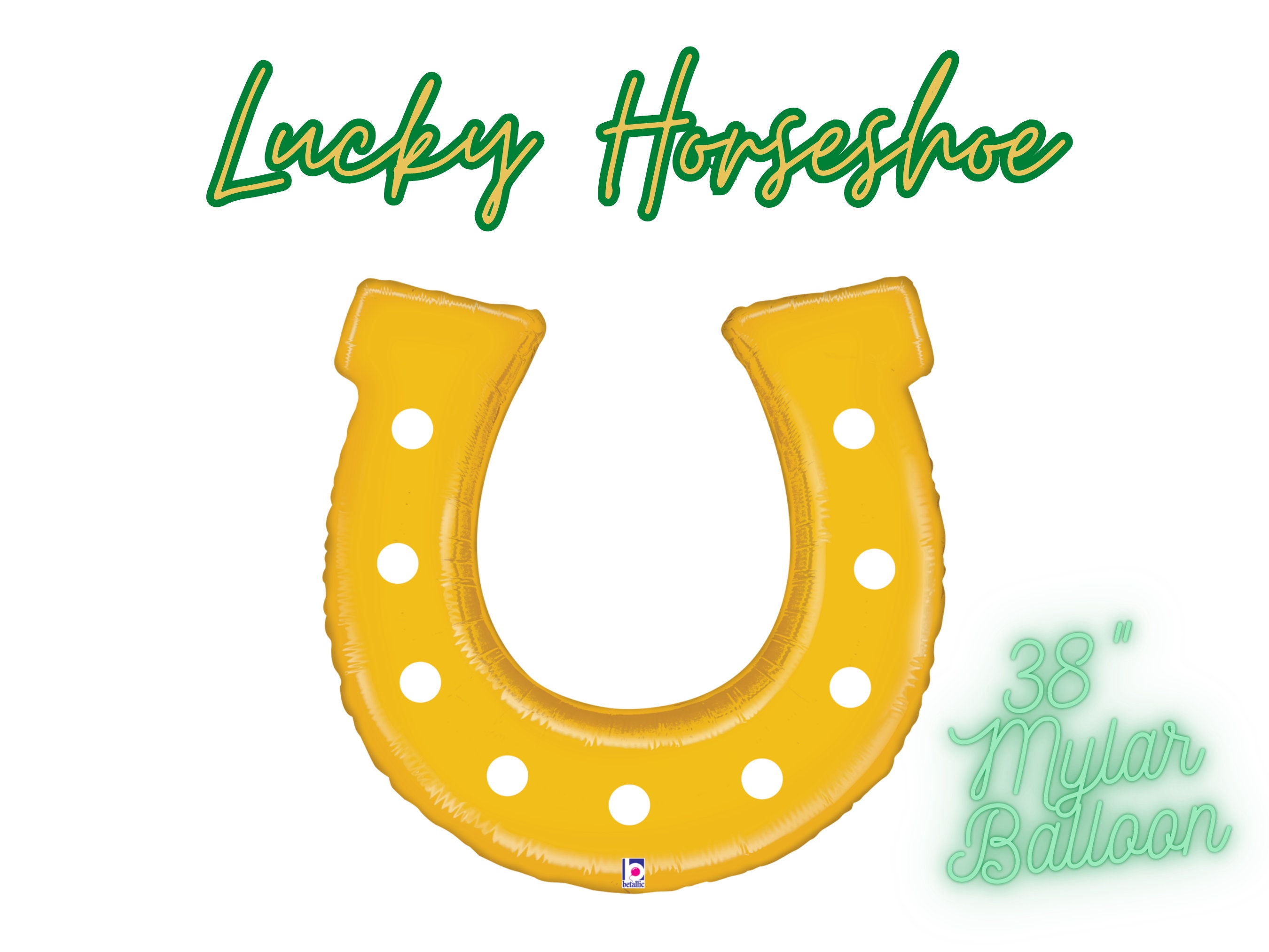 Lucky Horseshoe Mylar Balloon 25 Gold Horseshoe Foil Balloon Horse Birthday Party Boho Horse Theme Kentucky Derby Party