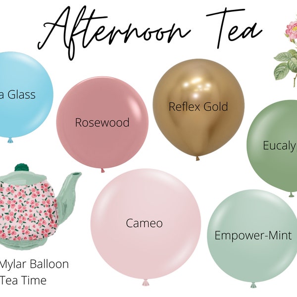 Afternoon Tea Biodegradable Balloons / Tea Party Balloon Garland, Afternoon Tea Bridal Shower, A Baby Is Brewing Baby Shower, Tea For Two