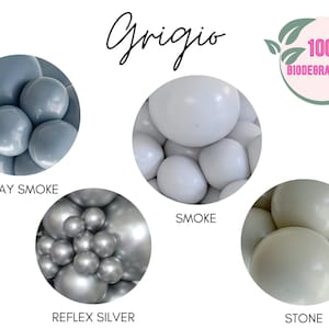 Grey Biodegradable Balloons / Birdy Grey Wedding, Grey Party Decor, Gray Balloon Arch, Muted Boho Balloons, Minimalist Grey, Shiny Gray