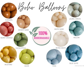 Boho Natural Latex Balloons | Dusty Blue Balloons, Sage, Mustard, Sand, Baby Shower Balloon Arch, Bride Balloons, Birthday Backdrop, Tuftex