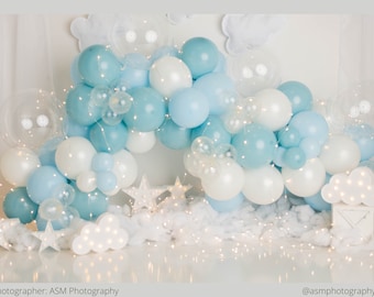 Stratus Dreams Balloon Garland Kit / Modern Blue Cloud Baby Shower, On Cloud 9 Theme, Powder Blue Balloon Arch, Light Blue Bridal Shower