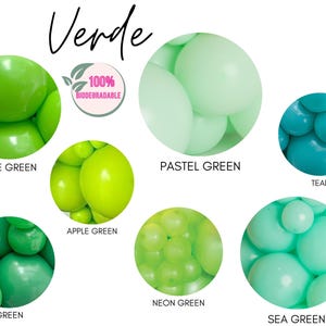 Green Biodegradable Balloons | Lime Green Balloons, Green Baby Shower, Green Balloon Arch, Teal Balloons, Green Party Decorations, Sea Foam