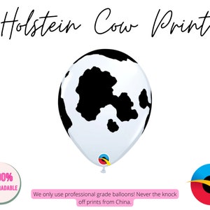 Holstein Cow Print Biodegradable Balloons / Cowgirl Birthday, Cowboy Birthday, Farm Animal Baby Shower, Cow Balloon Arch, Cowgirl Bach Party