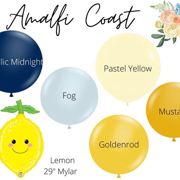 Amalfi Coast Biodegradable Latex Balloons / Lemon Bridal Shower, Italian Baby Shower, Citrus Party Decor, Mediterranean Theme Decorations