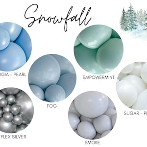 Snowfall Biodegradable Latex Balloons / Winter Baby Shower, Snow Much Fun Theme, Artic Animal Birthday, Christmas Balloons, Snowflake Party