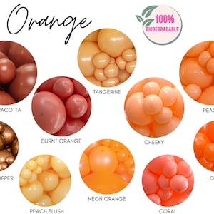 Orange Biodegradable Balloons / Burnt Orange Balloon, Terracotta Balloon Garland, Orange Bridal Shower, Citrus Baby Shower, Peach Balloons