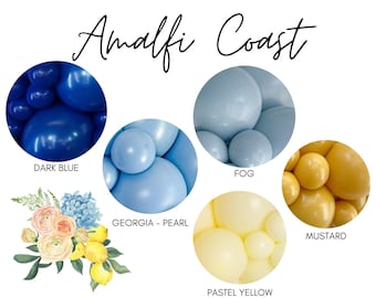 Amalfi Coast Biodegradable Latex Balloons / Lemon Bridal Shower, Italian Baby Shower, Citrus Party Decor, Mediterranean Theme Decorations