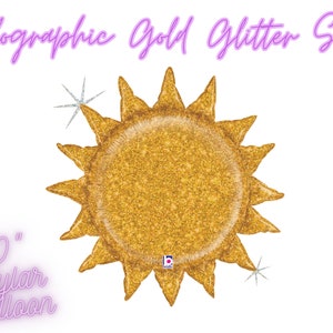 Holographic Gold Glitter Sun Mylar Balloon / You Are My Sunshine Decorations, First Trip Around The Sun Birthday, First Birthday Theme 1st