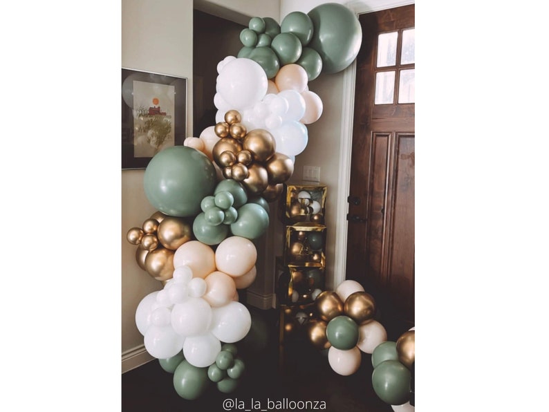 Mountain Ash Balloon Garland Kit / Eucalyptus Balloon Arch, Sage Blush Gold Baby Shower, Bridal Shower Decor, Eucalyptus Wedding, Boho Party image 1