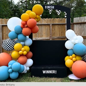 Raceway DIY Balloon Garland Kit / Race Car Balloons, Race Car Party, Start Your Engines, Muted Race Car Theme, Checkered Balloons