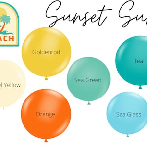 Sunset Surf Biodegradable Balloons / Surf Balloon Garland, The Big One Birthday, Surf Party, Baby On Board Shower, Here Comes The Sun Boho