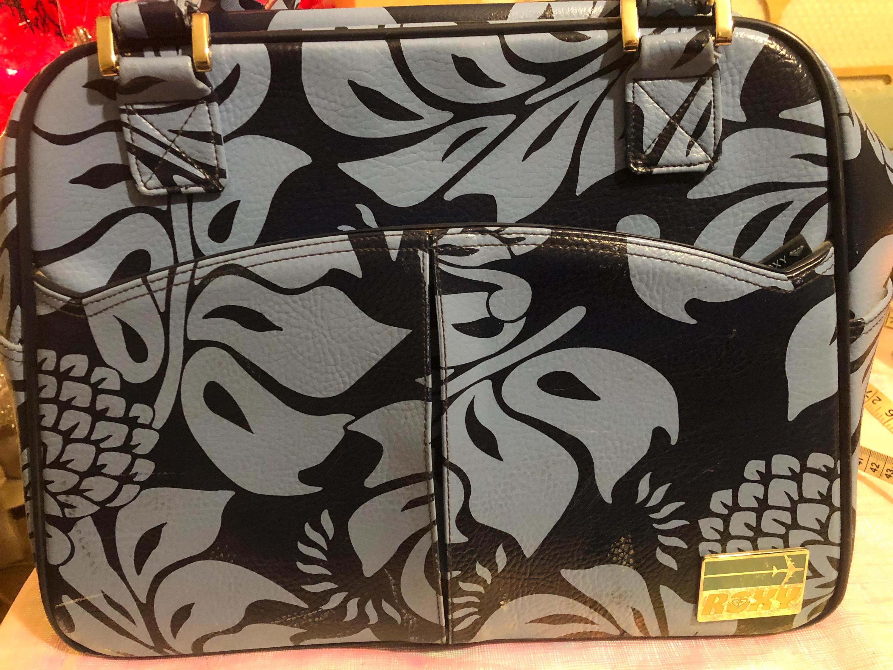 ROXY Y2K ヴィンテージ ハワイアン 本革 メッセンジャーバッグ 花柄